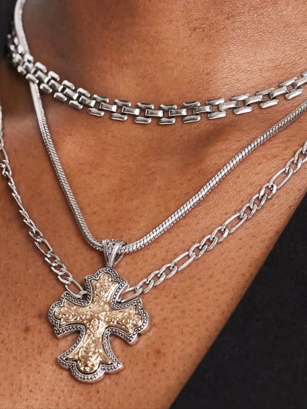 8 Other Reasons rosemary multirow necklace with cross pendant in silver, New